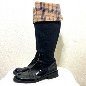 Keyte KTe Wool Boots Plaid Lining Fold Over Patent Leather Size 40 EU